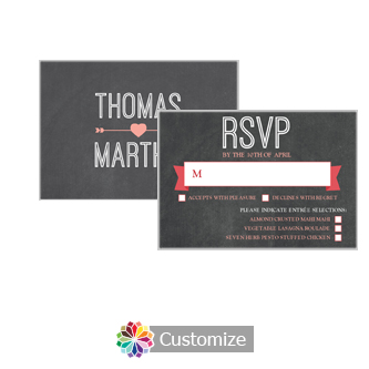 Hearts of Love Chalkboard Style 5 x 3.5 RSVP Enclosure Card - Dinner Choice