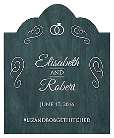 Chalkboard Rings Scalloped Vertical Big Rectangle Wedding Labels