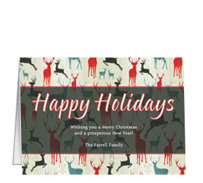 Christmas Rustic Holiday Reindeer Background Cards  7.875" x 5.50" w-envelope 