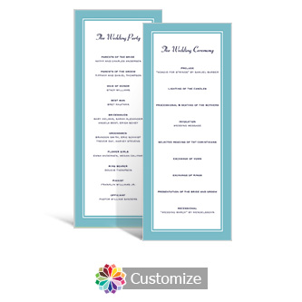 Classical 3.625 x 8.875 Tea-Length Wedding Program