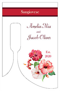 Customized Coralbell Lace Bottom's Up Rectangle Wine Wedding Label