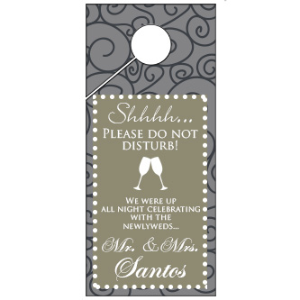 Custom Color Swirl Pattern Wedding Door Hanger 4x9