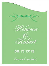 Customized Honeymoon Waves Curved Rectangle Wine Wedding Label 