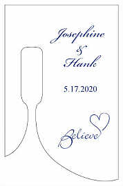 Customized Believe Swirly Bottom's Up Rectangle Wine Wedding Label