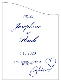 Believe Swirly Large Curved Rectangle Wine Wedding Label