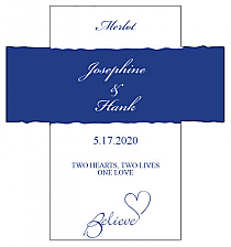 Customized Believe Swirly Rectangle Wine Wedding Label 3.5x3.75