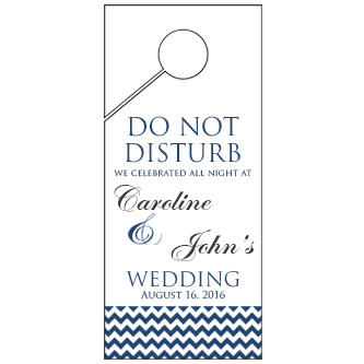 Customised Blue Bottom Chevron Wedding Door Hanger 4x9