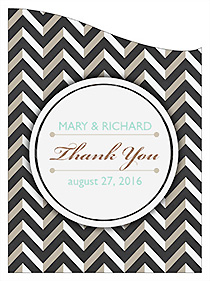 Customized Chalkboard Chevron Curved Rectangle Wine Wedding Label