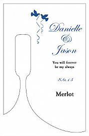 Doves Small Bottoms Up Rectangle Wine Wedding Label