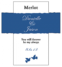 Customized Doves Rectangle Wine Wedding Label 3.5x3.75