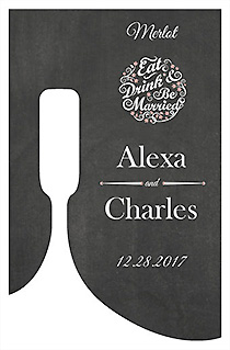 Customized Eat Drink be Married Chalkboard Bottom's Up Rectangle Wine Wedding Label