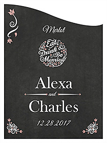 Customized Eat Drink be Married Chalkboard Curved Rectangle Wine Wedding Label