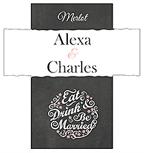 Customized Eat Drink be Married Chalkboard Rectangle Wine Wedding Label 3.5x3.75