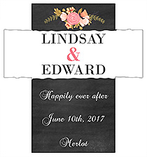 Customized Floral Chalkboard Rectangle Wine Wedding Label 3.5x3.75