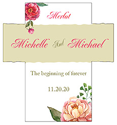 Customized Floral Elegant Summer Poppy Rectangle Wine Wedding Label 3.5x3.75