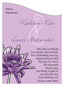 Customized Floral Lovely Lavender Curved Rectangle Wine Wedding Label