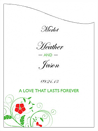 Customized Flowers Curved Rectangle Wine Wedding Label