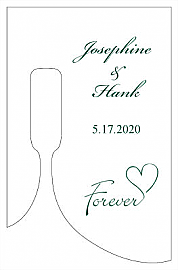 Customized Forever Swirly Bottom's Up Rectangle Wine Wedding Label