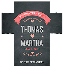 Customized Hearts of Love Chalkboard Style Rectangle Wine Wedding Label 3.5x3.75