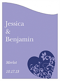 Customized Hearts of Love Curved Rectangle Wine Wedding Label 