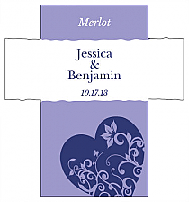 Customized Hearts of Love Rectangle Wine Wedding Label 3.5x3.75