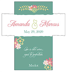 Customized Infinity Floral Wreath Rectangle Wine Wedding Label 3.5x3.75