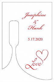 Love Swirly small Bottoms Up Rectangle Wine Wedding Label