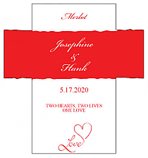 Customized Love Swirly Rectangle Wine Wedding Label 3.5x3.75