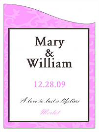 Customized Magnolia Curved Rectangle Wine Wedding Label 