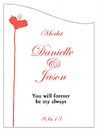 Orchid Large Curved Rectangle Wine Wedding Label