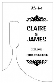 Customized Paisley Bottom's Up Rectangle Wine Wedding Label