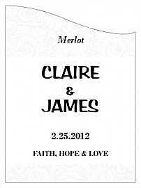 Customized Paisley Curved Rectangle Wine Wedding Label