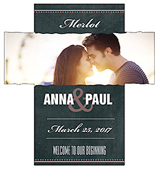 Customized Romantic Photo Chalkboard Rectangle Wine Wedding Label 3.5x3.75