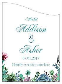 Customized Spring Meadow Flowers Curved Rectangle Wine Wedding Label