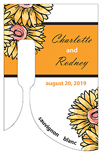 Customized Summer Floral Trio Bottom's Up Rectangle Wine Wedding Label