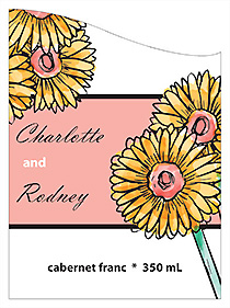 Customized Summer Floral Trio Curved Rectangle Wine Wedding Label