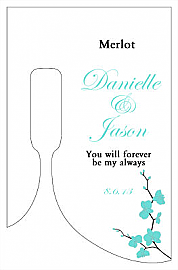 Summer Orchid Small Bottoms Up Rectangle Wine Wedding Label