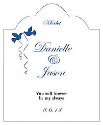 Doves Scalloped Vertical Big Rectangle Wedding Labels 