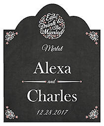 Eat Drink be Married Chalkboard Scalloped Vertical Big Rectangle Wedding Labels