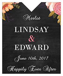 Floral Chalkboard Wine Wedding Label 3.25x4