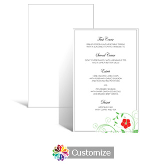 Floral 5 x 7.875 Rectangle Flat Wedding Menu