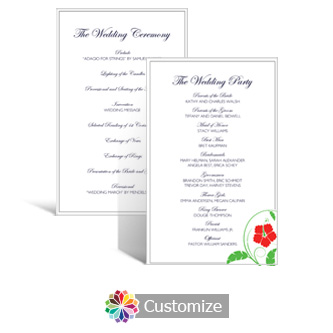 Floral 5 x 7.875 Flat Wedding Program