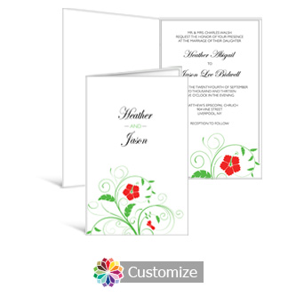 Floral 5 x 7.875 Half-Fold Wedding Invitation