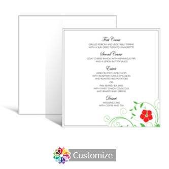 Floral 5.875 x 5.875 Square Wedding Menu