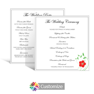 Floral 5.875 x 5.875 Square Wedding Program