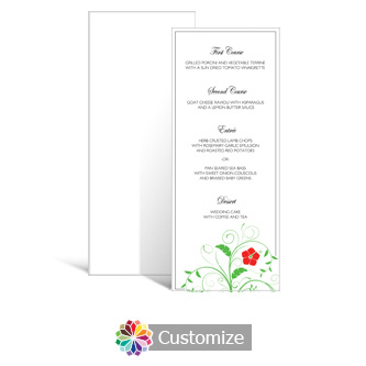 Floral 3.625 x 8.875 Tea-Length Wedding Menu