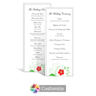 Floral 3.625 x 8.875 Tea-Length Wedding Program