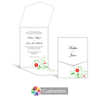 Floral 5.25 x 7.25 Vertical Gate-Fold Wedding Invitation