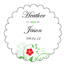 Flowers Scalloped Circle Wedding Labels
