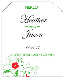 Flowers Wine Wedding Label